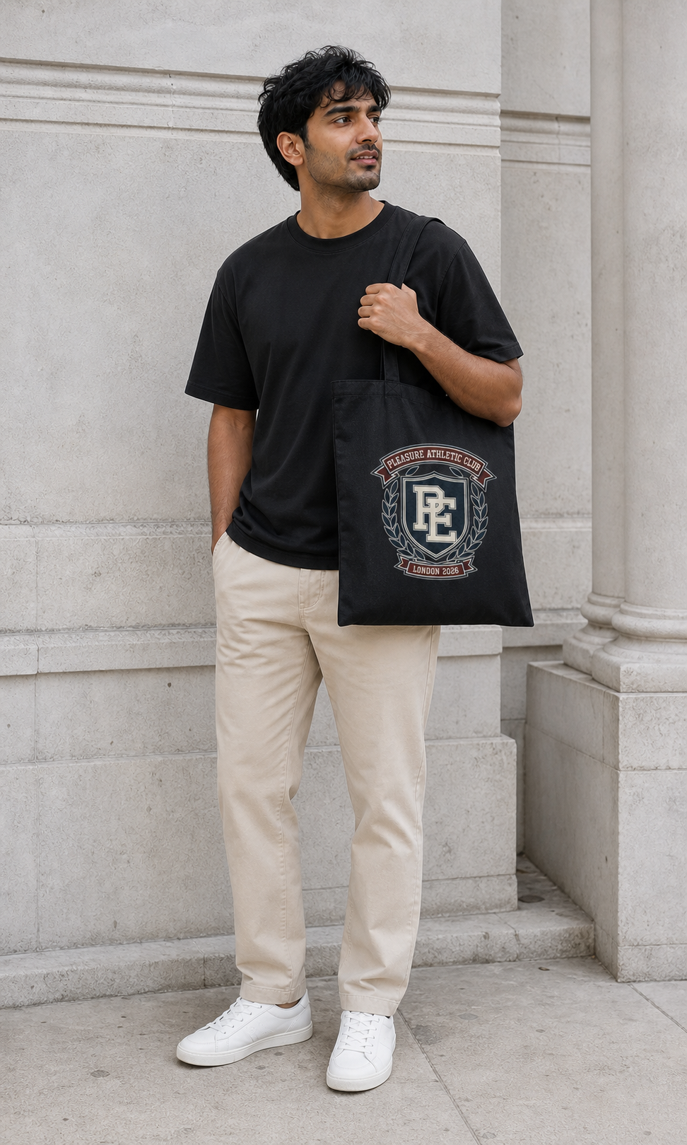 Athletic Club Cotton Tote in Black — model visualisation