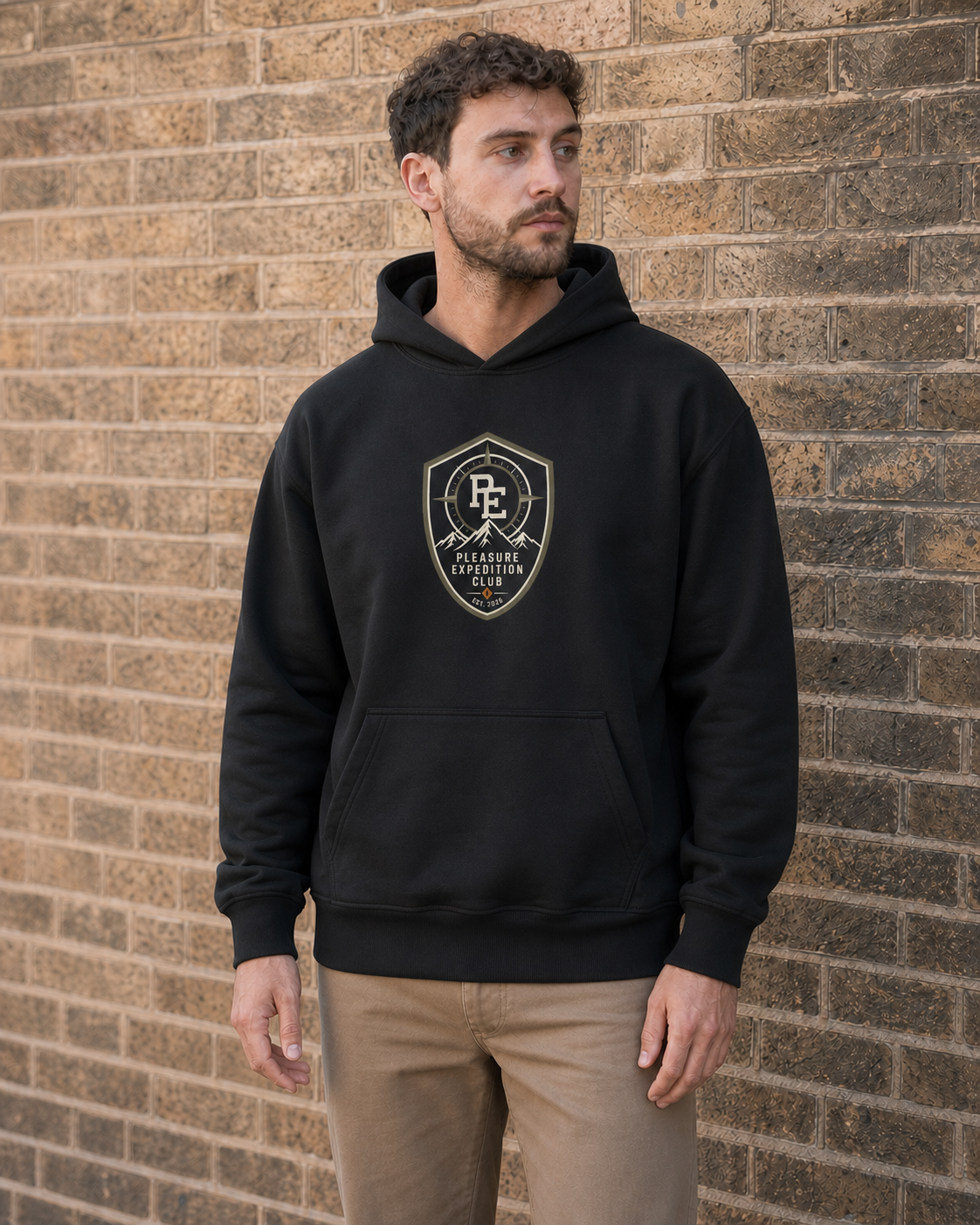 Expedition Club Heavyweight Hoodie in Deep Black — model visualisation