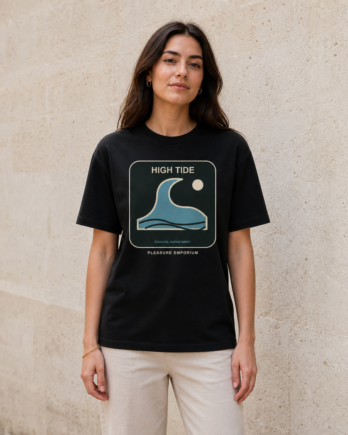 High Tide Organic T-Shirt in Black — model visualisation