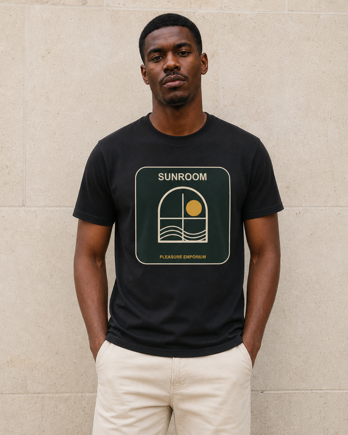Sunroom Organic T-Shirt in Black — model visualisation