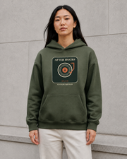 After Hours Vinyl Hoodie in Moss Green — model visualisation