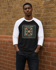 Coastal Signal Raglan Tee in Black / White — model visualisation