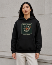 After Hours Vinyl Hoodie in Deep Black — model visualisation