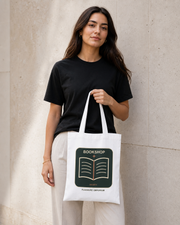 Bookshop Society Cotton Tote in White — model visualisation