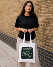 City Cycling Cotton Tote in White — model visualisation