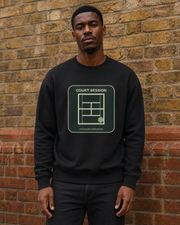 Court Session Heavyweight Sweatshirt in Deep Black — model visualisation