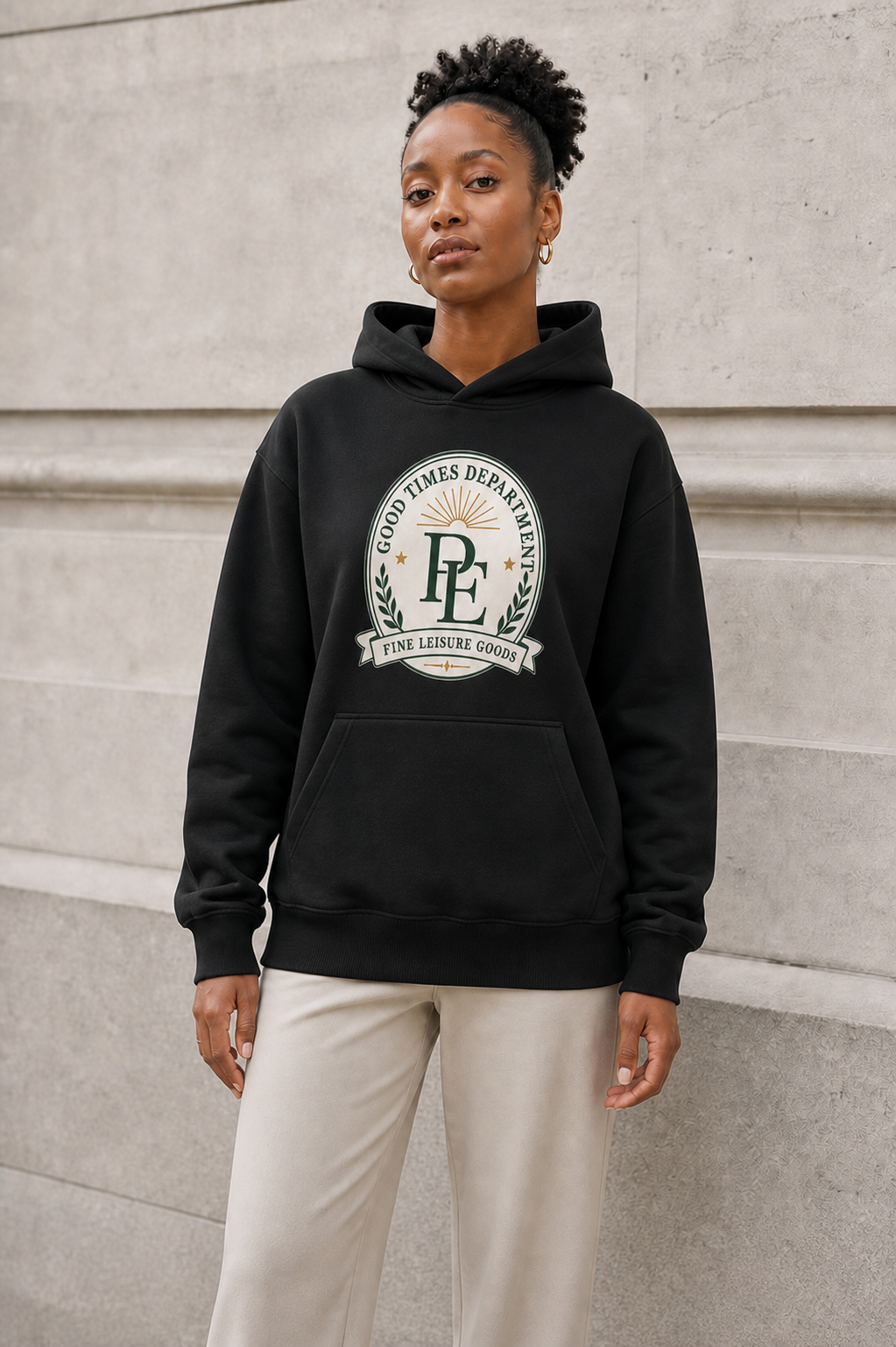 Department Heavyweight Hoodie in Deep Black — model visualisation