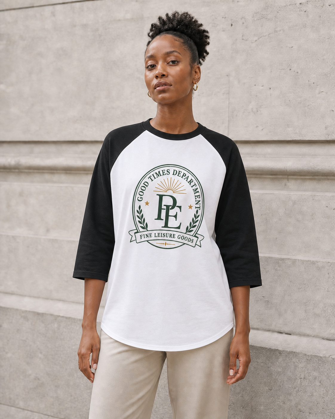 Department Raglan Tee in White / Black — model visualisation