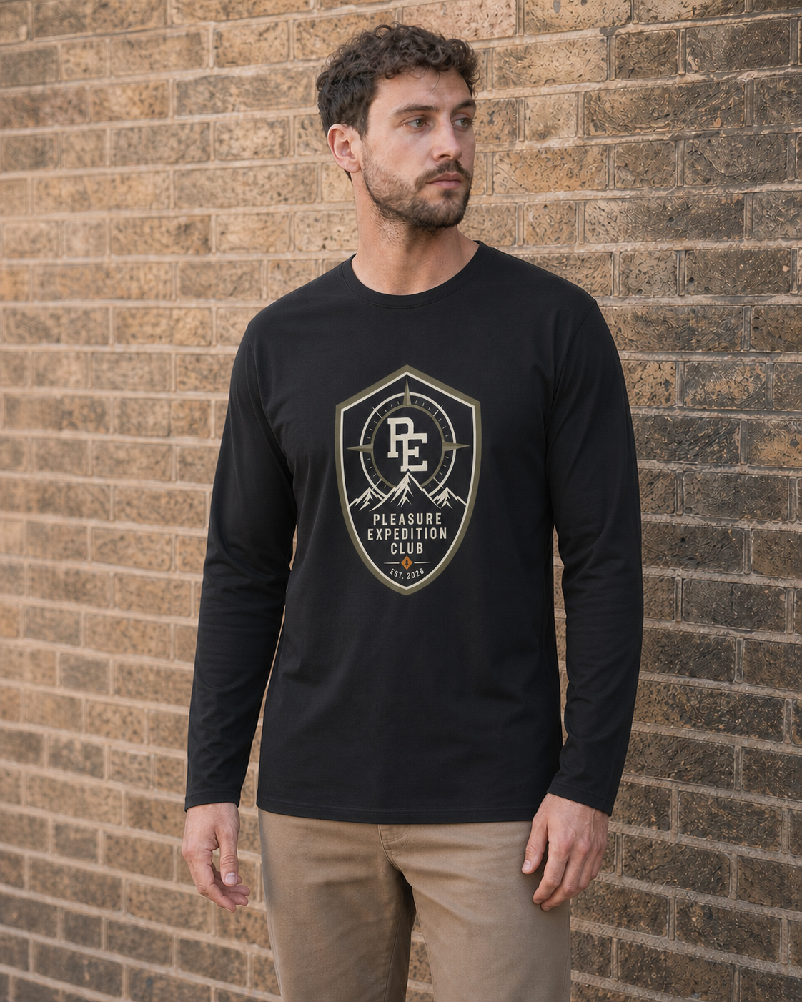 Expedition Club Organic Long Sleeve Tee in Black — model visualisation
