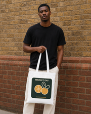 Market Day Cotton Tote in White — model visualisation