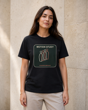 Motion Study Organic T-Shirt in Black — model visualisation