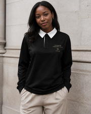 Pleasure Athletic Rugby Shirt in Black / White — model visualisation