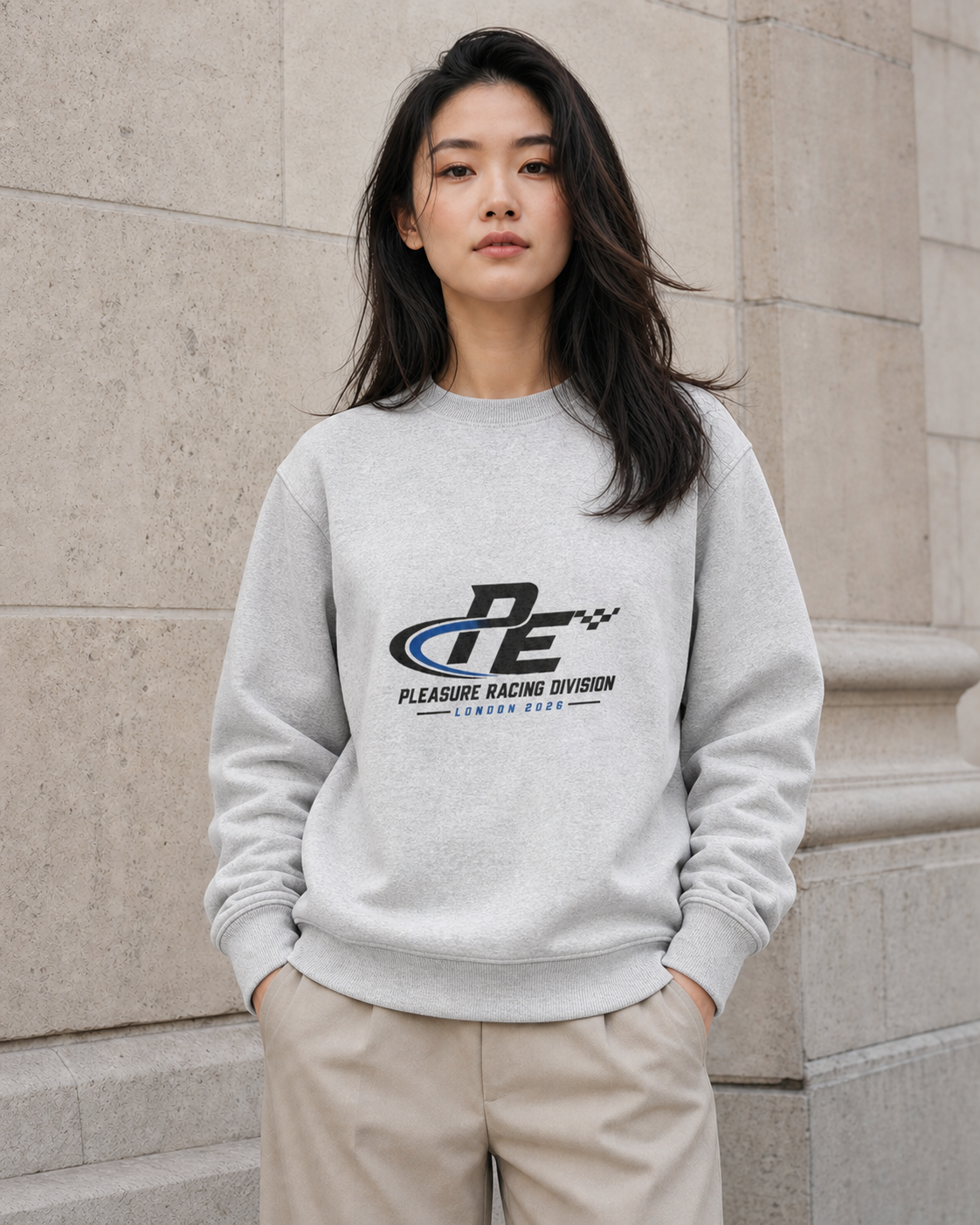 Racing Division Heavyweight Sweatshirt in Heather Grey — model visualisation