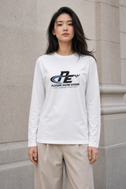 Racing Division Organic Long Sleeve Tee in White — model visualisation