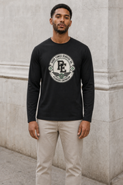 Service Co. Organic Long Sleeve Tee in Black — model visualisation