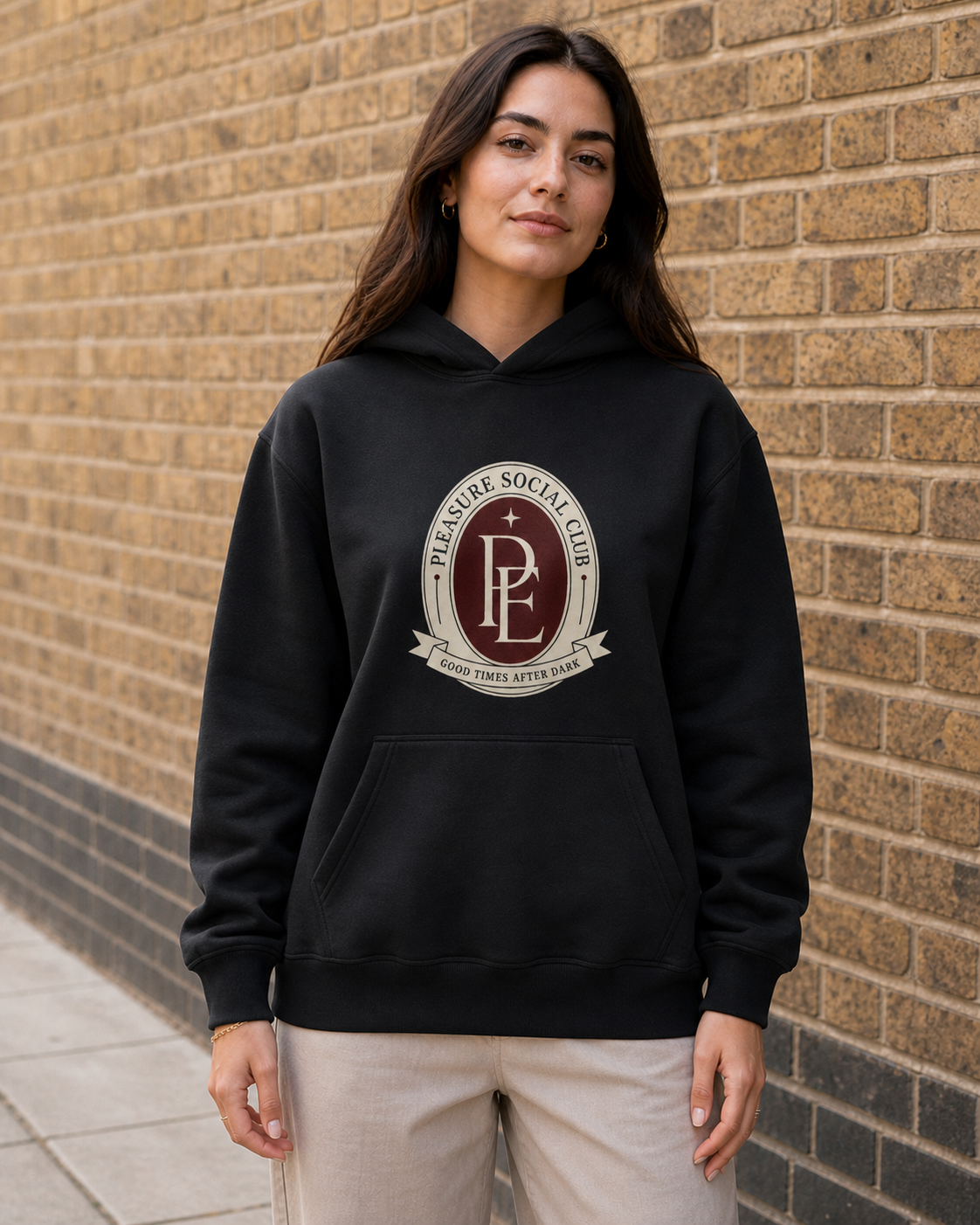 Social Club Heavyweight Hoodie in Deep Black — model visualisation