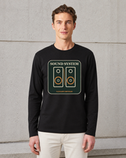 Sound System Organic Long Sleeve Tee in Black — model visualisation