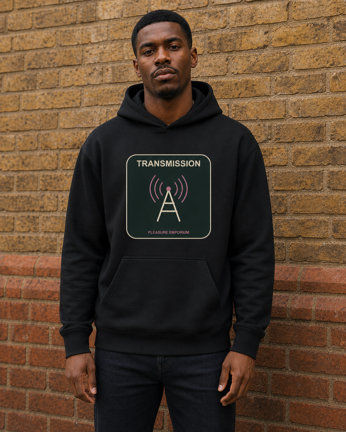 Transmission Hoodie in Deep Black — model visualisation
