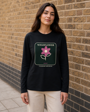 Wildflower Society Organic Long Sleeve Tee in Black — model visualisation