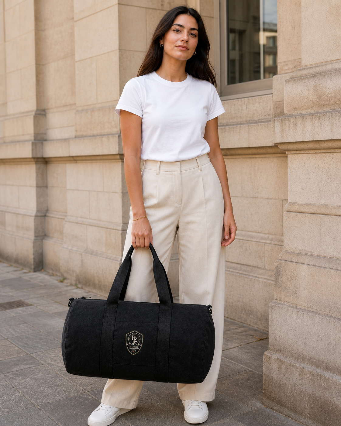 Expedition Canvas Duffle Bag in Black — model visualisation