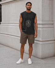 Expedition Canvas Shorts in Walnut — model visualisation