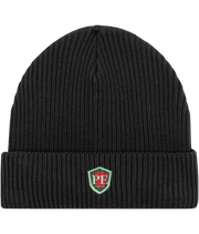 PE Shield Organic Fisherman Beanie in Black — supplier embroidery mockup