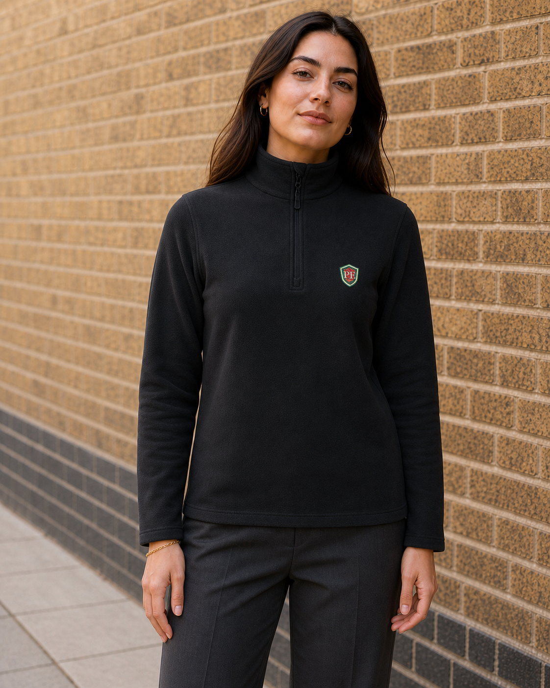 PE Shield Quarter-Zip Fleece in Black — model visualisation