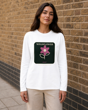 Wildflower Society Organic Long Sleeve Tee in White — model visualisation